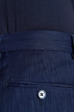 Dark blue denim effect trousers