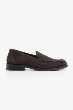 Dark brown college suede loafers