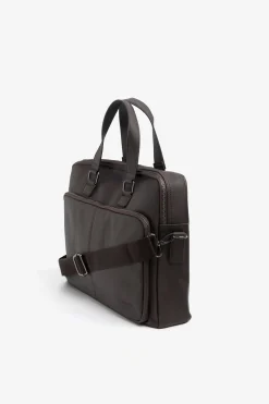 Dark brown faux-leather overnight bag