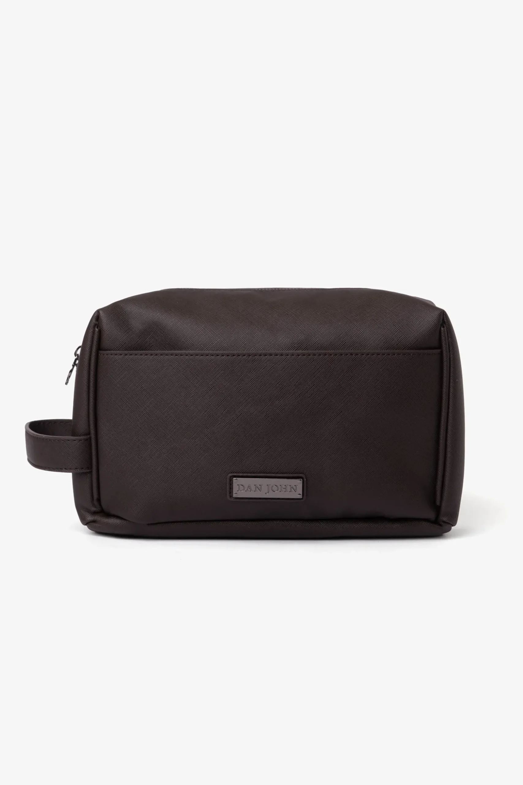 Dark brown Saffiano leatherette toiletry bag