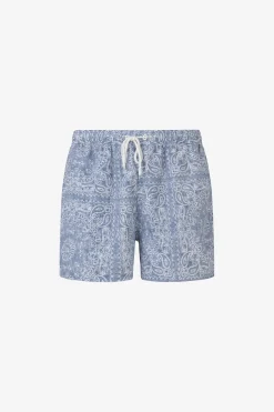 Denim cashmere print swim trunks
