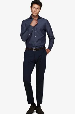 Denim effect slim gabardine shirt