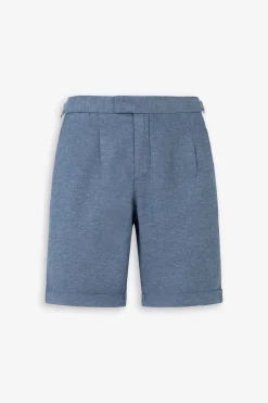 Denim linen blend melange Bermuda shorts