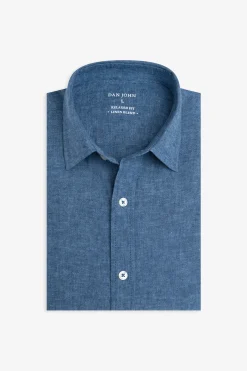 Denim linen blend shirt