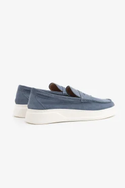 Denim suede loafers