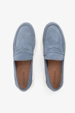 Denim suede loafers