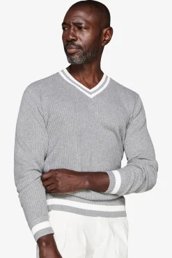 DNJ Gray V-neck sweater