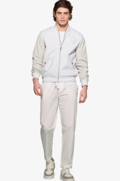 DNJ melange gray dual material bomber jacket