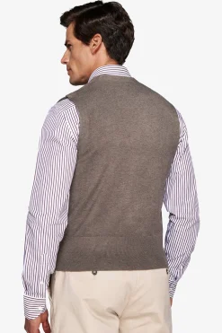 Dove gray double-breasted knitted waistcoat