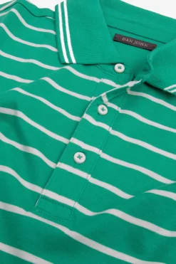 Emerald striped jersey polo shirt
