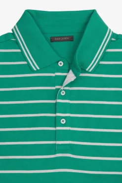 Emerald striped jersey polo shirt