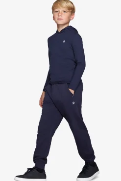 Felpa jersey con cappuccio e ricamo blu Kids