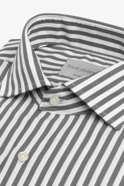 Gray medium stripes slim shirt