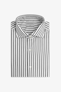 Gray medium stripes slim shirt