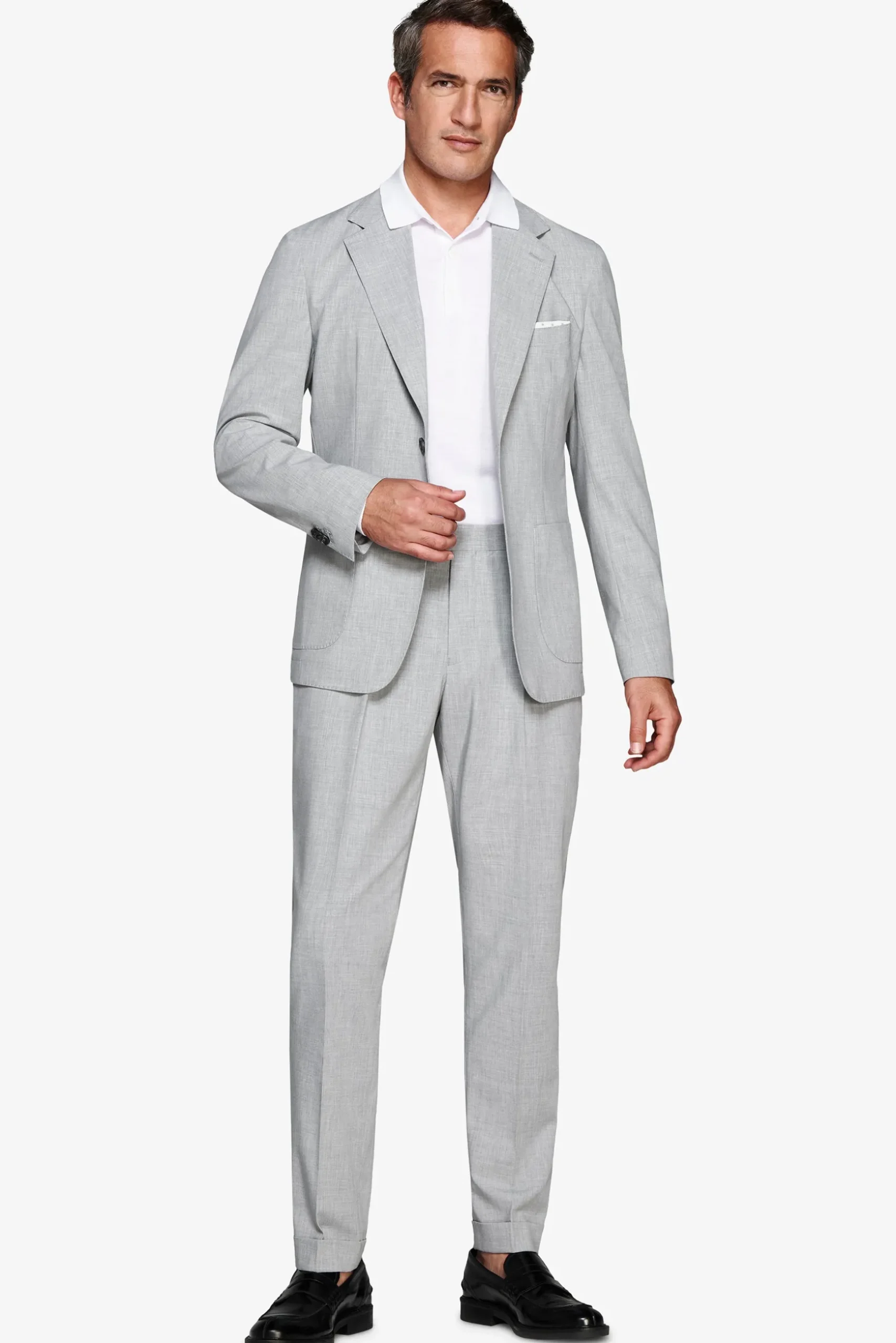 Gray melange canvas blazer