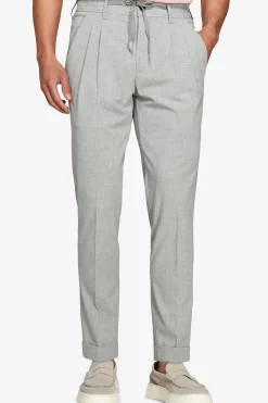 Gray melange canvas drawstring pants