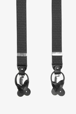 Gray micro polka dots suspenders