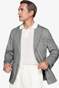 Green Herringbone jersey blazer