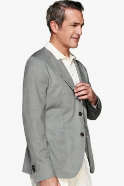 Green Herringbone jersey blazer