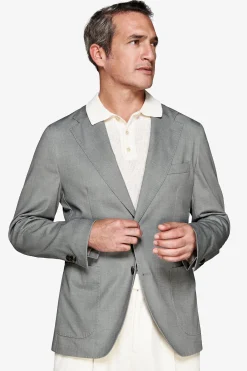 Green Herringbone jersey blazer