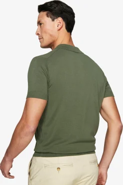 Green knit polo shirt