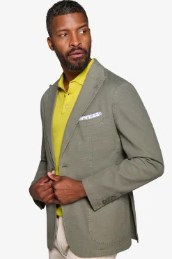 Green peak lapel textured blazer