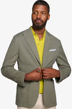 Green peak lapel textured blazer