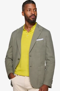 Green peak lapel textured blazer