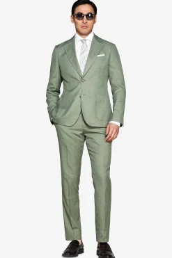 Green slub fabric blazer