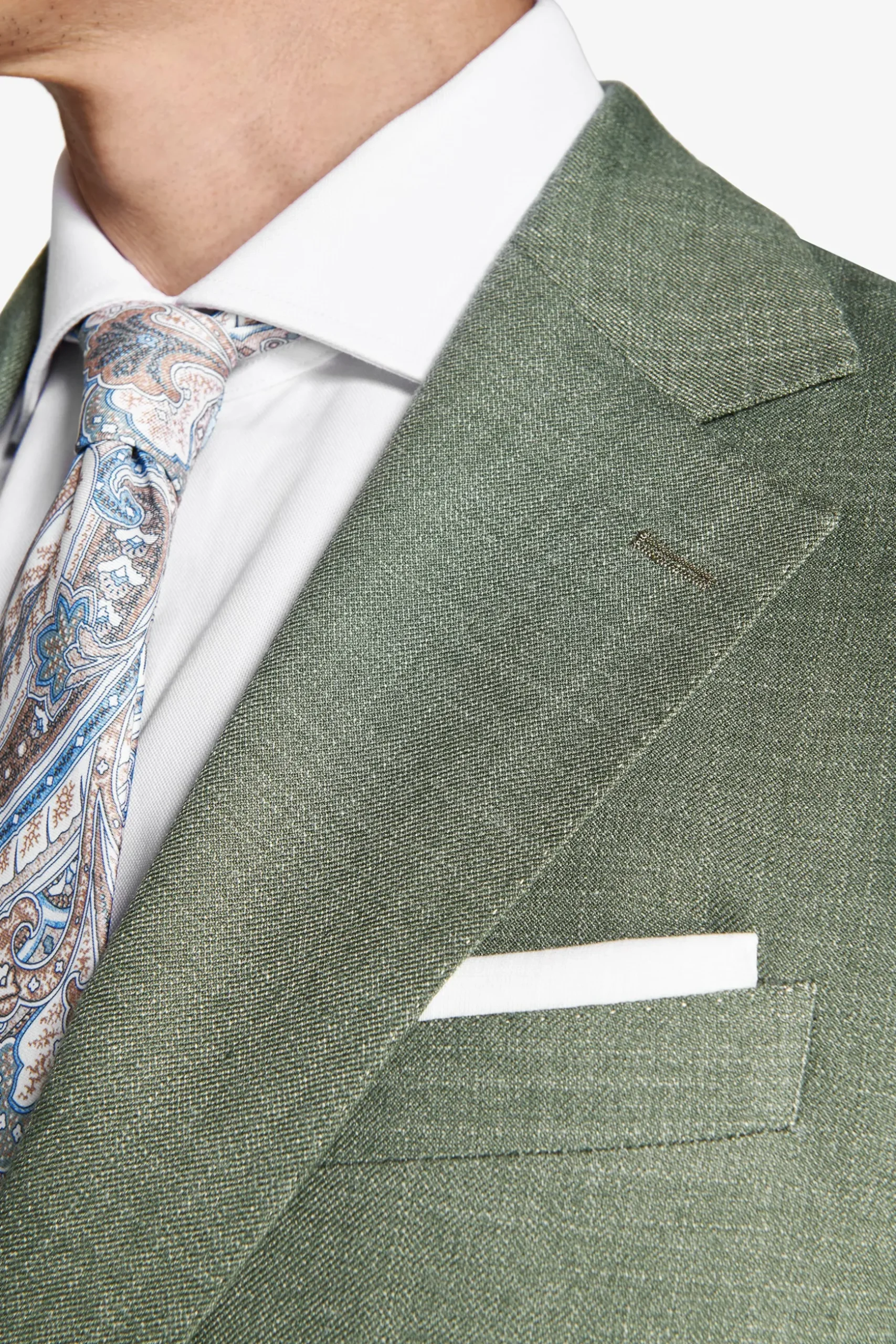 Green slub fabric blazer