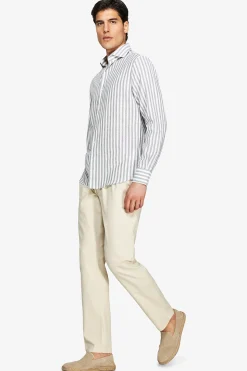 Green striped slim shirt