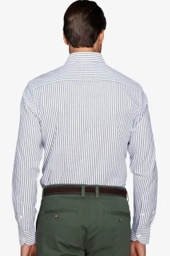 Green striped textured shirt