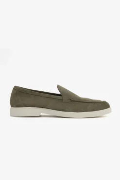 Green suede loafers