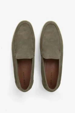 Green suede loafers