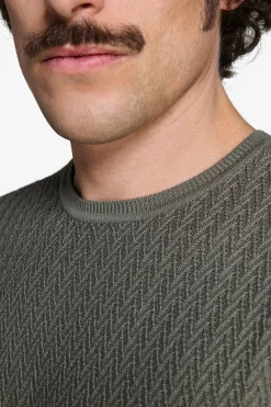 Green textured crewneck sweater