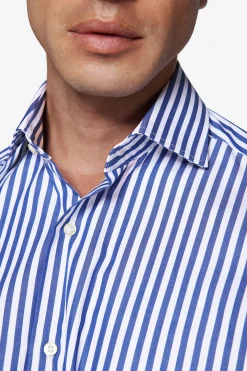 Indigo medium stripes slim shirt