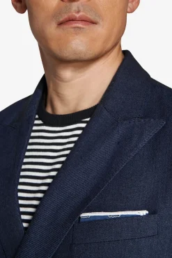 Indigo twill double-breasted blazer