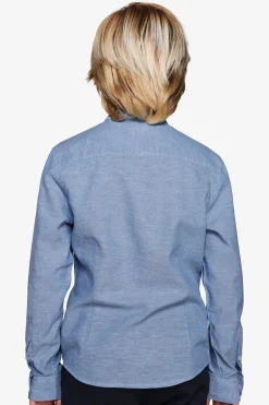 KIDS Avion mandarin collar linen blend shirt