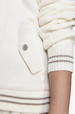 KIDS Cream two-material linen blend bomber jacket