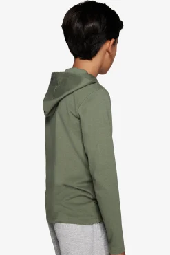 KIDS Green embroideredjersey hoodie