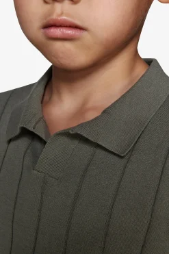 KIDS Green flat rib knit polo