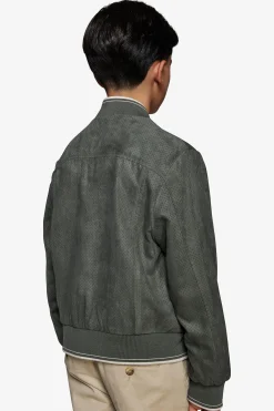 KIDS Green perforated ecosuede bomber jacket