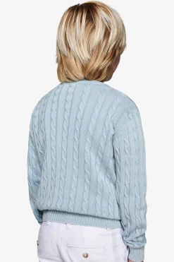 KIDS Light blue braided crewneck sweater