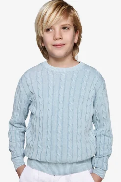 KIDS Light blue braided crewneck sweater