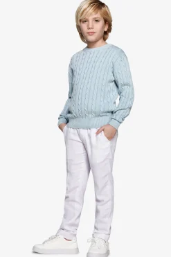 KIDS Light blue braided crewneck sweater