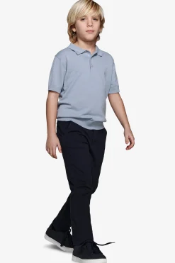 KIDS Light blue brushed cotton knit polo