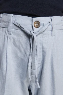 KIDS Light blue linen blend drawstring pants