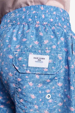 KIDS Light blue micro floral swim trunks