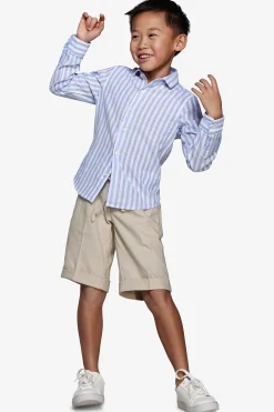KIDS Light blue striped linen blend shirt