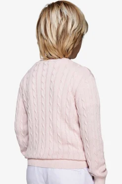 KIDS Pink braided crewneck sweater
